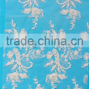 China manufacturer beaded trust win lace fabric for wholesales