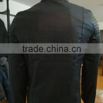 Round Collar Men Jacket pu Leahter Motorcycle Jacket photo-2