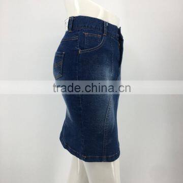 Women Customized Latest Design Pencil Denim Midi Skirt photo-2