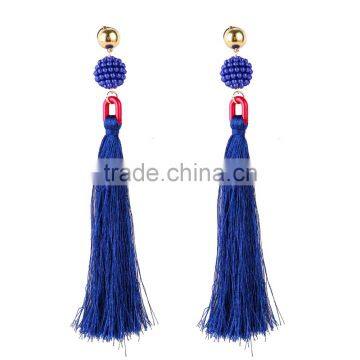 Bohemian Jewelry Imitation Pearls With Long Colorful Tassel Charms Earrings for Women photo-3