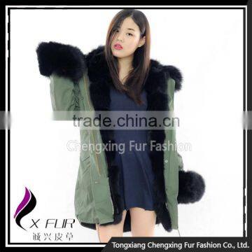 CX-G-P-02 Hot Sale Fox Fur Real Fur Parka Warm Winter Wear for Ladies Parka photo-2