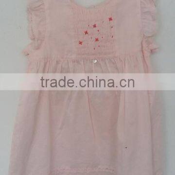 baby girl hot light pink embroidered dress for summer