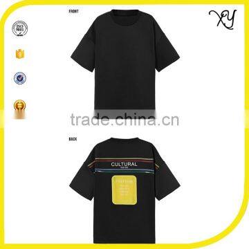 Round Neck Short Sleeve Patchwork Longline Drop Shoulder Custom T Shirt Printing Women Oversized T Shirt Hip Hop Fashion