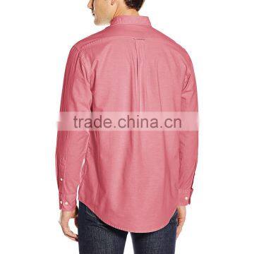 OEM 2017 Pattern Men's Long Sleeve Fashion Pink Oxford Shirt photo-3