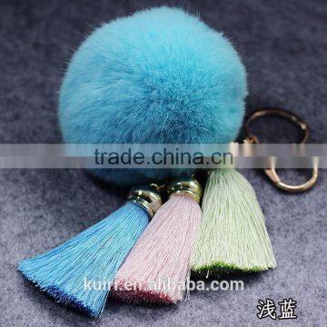 Real Rex Rabbit Fur Ball Plush Keychain Woman Bag Charm Tassel Keyring Pendant Car Key Chain Ring Fashion Jewelry photo-6