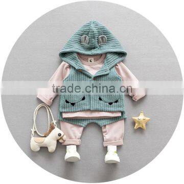 S17748A Cute Handsome Boy Spring Fall Baby Children Clothing Set photo-2