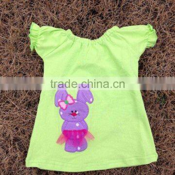 2015 New Baby Girls Easter Lime Pink Lavender Bunny Capri Top Set Easter Outfits With Matching Necklace and Bow Set photo-3