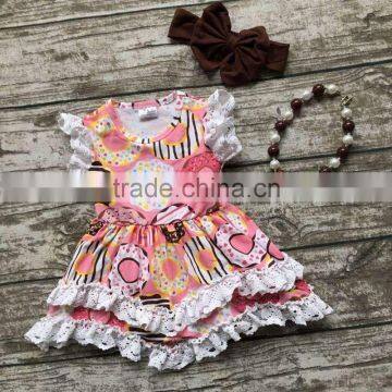 Summer Baby Girls Outfits Children Doughnut Cotton Dress Girls Lace Ruffle Boutique Dress Cute Dress Matching Accessories photo-2