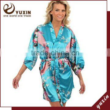 Satin wedding robes silk bridal party bathrobes robe de soiree RS1-0017