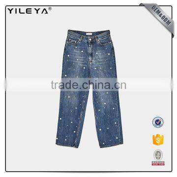 2016 Pearl Decoration Highwaist Jeans Woman New Model Jeans Pants photo-2