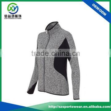 New Style Cation Polyester Blend Splicing Full Zip Hoody Sweater for Women photo-3