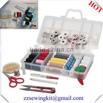 Plastic package pocket sewing kit