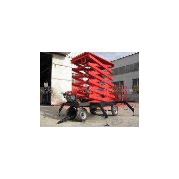 Electric and Diesel Engine Dual Fuel Four Wheels Mobile Scissor Lift Platform photo-2