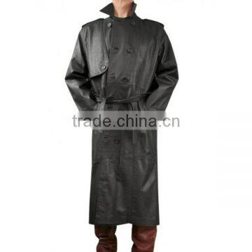 Top quality Men leather long coat