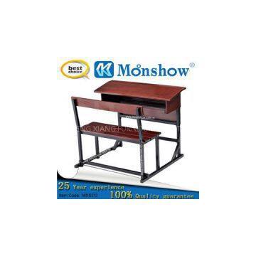 Double Seat Primary And Middle School Hardwood Timber Furniture