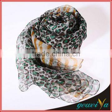 Black Leopard Printing Chiffon Shawl Scarf