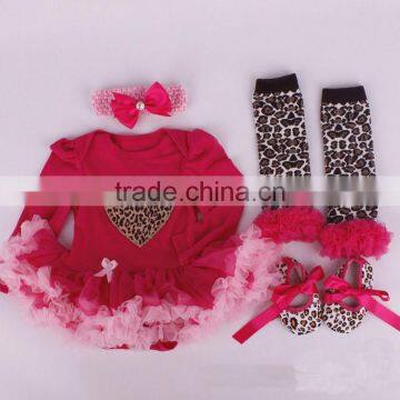 Wholesale leopard valentines rompers baby clothes M5040339