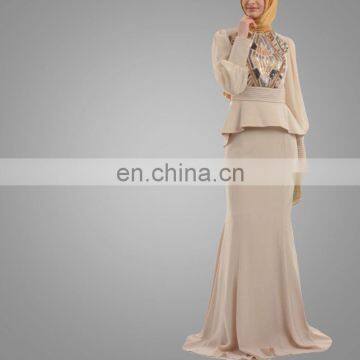 2016 Wholesale Jubah Malaysia Beaded Fashion Muslim Design Fancy Appliqued Muslim Jubah Baju Kurung Malaysia photo-4