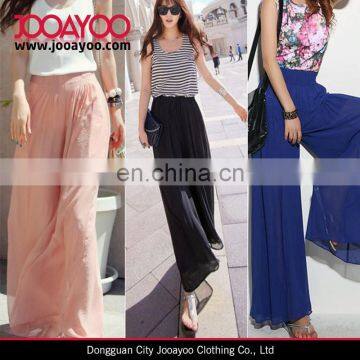 Women Casual Wide Leg High Waist Pants Dress Long Loose Chiffon Trousers