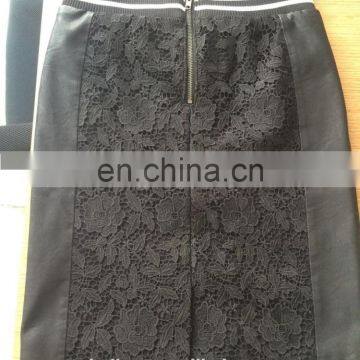 Girls pu Leather Straight Skirt With Lace photo-2