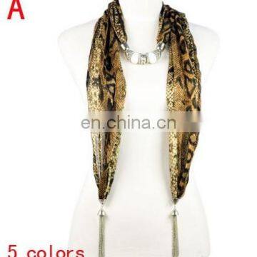 New style leopard fahion jewelry scarf with beads wholesale