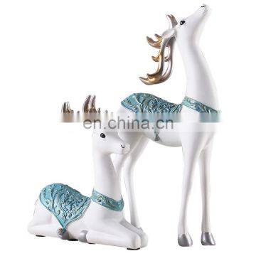 white color deer one set for collectible figure and art on the desk
