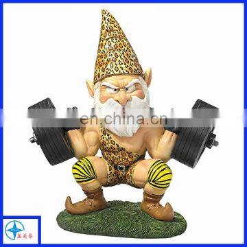 Unique weightlifting gnome figurines