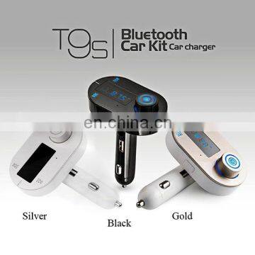 T9S Bluetooth Handsfree Car Kit MP3 Player with FM Transmitter and USB Charging Port