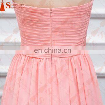 2016 Free Shipping Bridesmaid Dresses Coral Chiffon Sweetheart Cheap Brides Maid Dress Real Photo photo-5