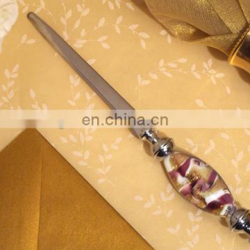 Murano Art Deco Lavender and Gold Swirl Letter Opener