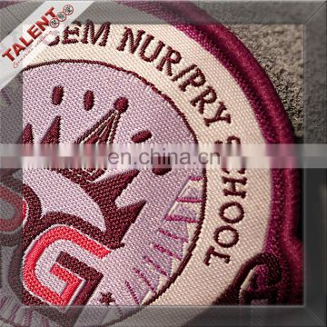 custom high density shaped school uniform woven patches china supplier