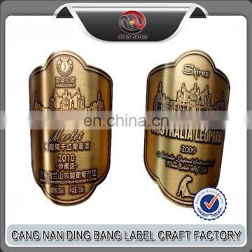 High-End Custom Red Wine Bottle Metal Sticker Label Beer Bottle Sticker Label