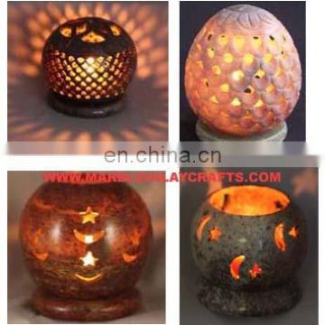 Soapstone Votive Candle Holder, Tealight Candle Lamp