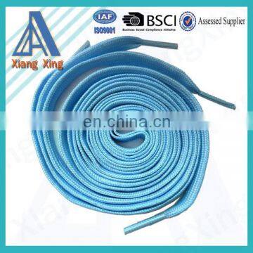 Polyester material plain dyed coloured blue shoelaces cotton flat shoelaces