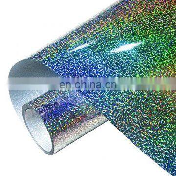 Rainbow Silver Metallic Holographic PU Heat Transfer Vinyl Roll photo-4