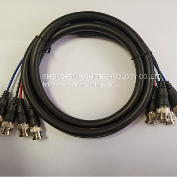 Mini RG59 cable 4 BNC male to 4 BNC male professional audio video cable for CCTV system