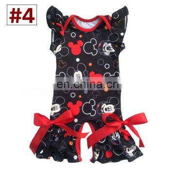 Baby Boutique Cotton Rompers Toddler Girl Spring Summer Flutter Sleeve Baseball Football Print Jumpsuit photo-4