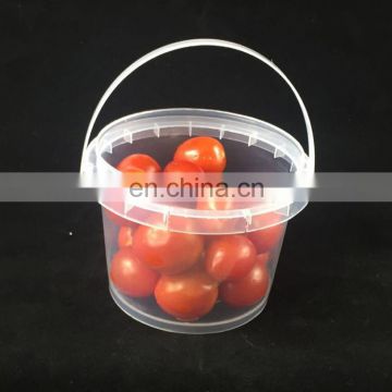 Hot sale food grade clear 500ml plastic bucket with lid and handle