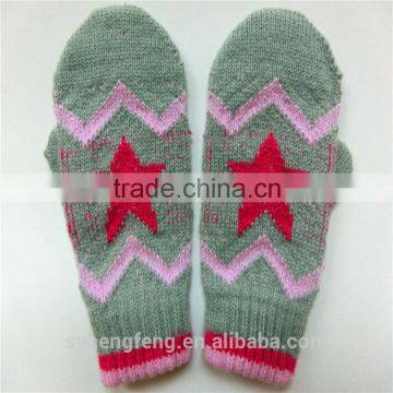 Soft Warm Long fingerless jacquard Girls knitted gloves