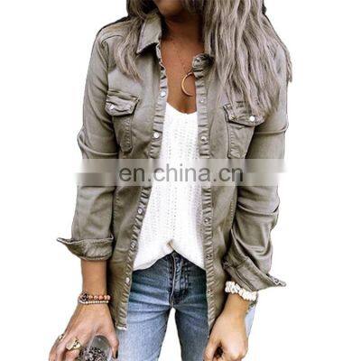 Manufacturer wholesale custom new fashion slim sports denim jacket mid-length plus size denim jacket women