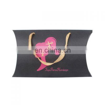 Custom Logo Black Wig Hair Extensions Packaging Paper Pillow Gift Boxes For Bundles