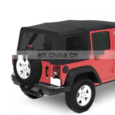 Soft Top with Tinted Windows without Doors for 10-15 Jeep Wrangler JK 4 Door