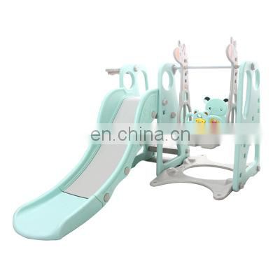 Colorful giraffe carton children indoor plastic slide and swing playground toys equipment kids small kindergarten toys for sale