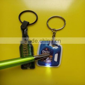 Bottle shape pvc led keychain,Promotion gifts rubber pvc led keychain with metal split ring