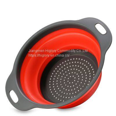 Amazon Hot Selling Multifunctional Collapsible Silicone Filter Water Draining Basket