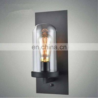 Industrial Retro Simple Design Cafe Shop Bar Hallway Decorative Lamp Black Metal Glass Shade LED Wall Lamp photo-3