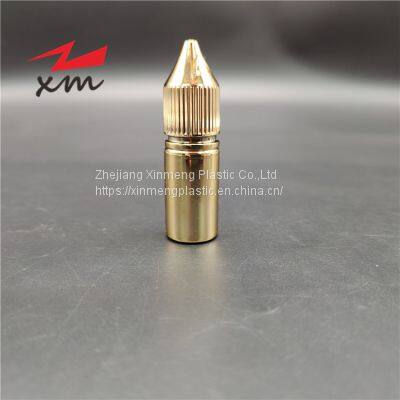 PET 10ml gold plated vape bottle anti-theft  E-liquid plastic childproof oil ink squeeze bottle tip lid 10ml 30ml 50ml  liquid juice eye dropper bottle