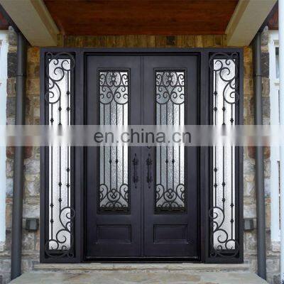 Custom Outdoor Main Entrance Metal Security Doors Modern Exterior Safety Double Wrought Iron Front Door Designs
