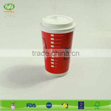 16oz double layer printed disposable paper coffee cups