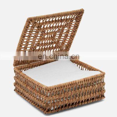 Hot Sale Natural Rattan Luncheon Napkin Holder Cheap Wholesale Tableware wicker napkin basket wovenmade in Vietnam